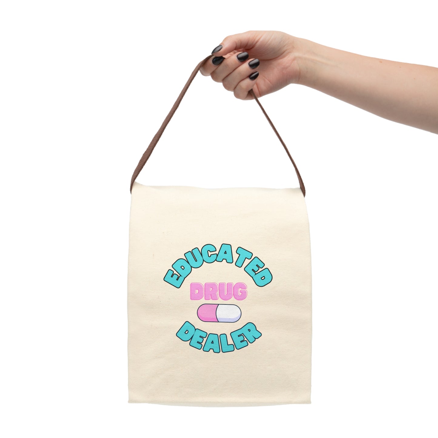 'Educated Drug Dealer' Canvas Lunch Bag With Strap