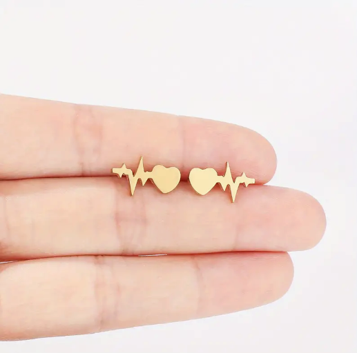 Heartbeat 18k Gold-Plated Stud Earrings