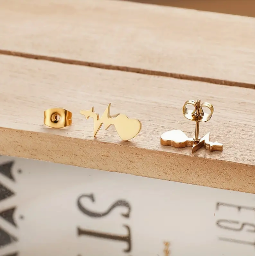 Heartbeat 18k Gold-Plated Stud Earrings