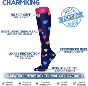 8-Pairs of Nurse-Themed Compression Socks | 15-20 Mmhg
