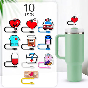 10-Piece Nurse Straw Cover Cup for Stanley or Other Tumbler Cup