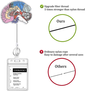 3 Pack Badge Reel with Holder & Retractable Clip | Cute Organ Design