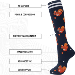 6-Pack Animal-Themed Compression Socks
