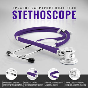 Dual Head Sprague Stethoscope and Sphygmomanometer Manual Blood Pressure Cuff Set with Case