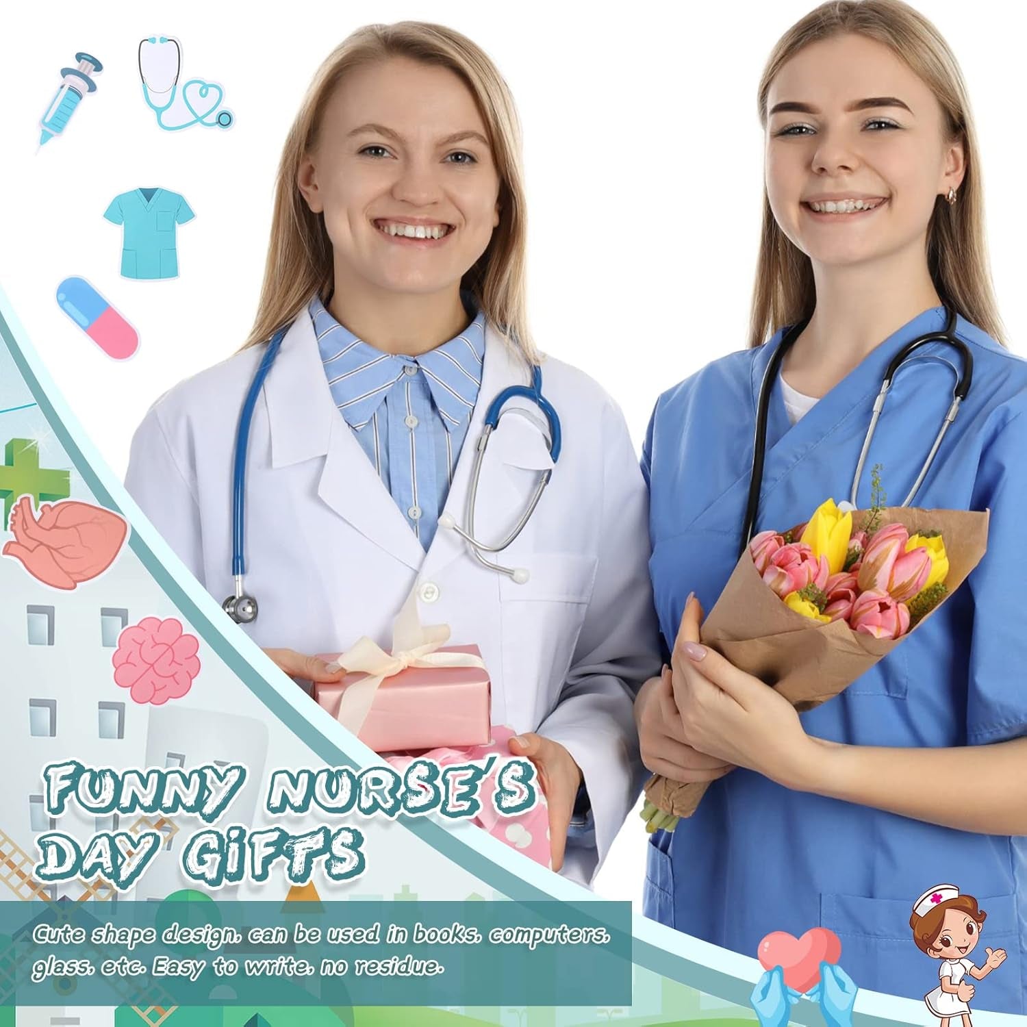 12 Pcs Nurse Sticky Notes - Medical Themed