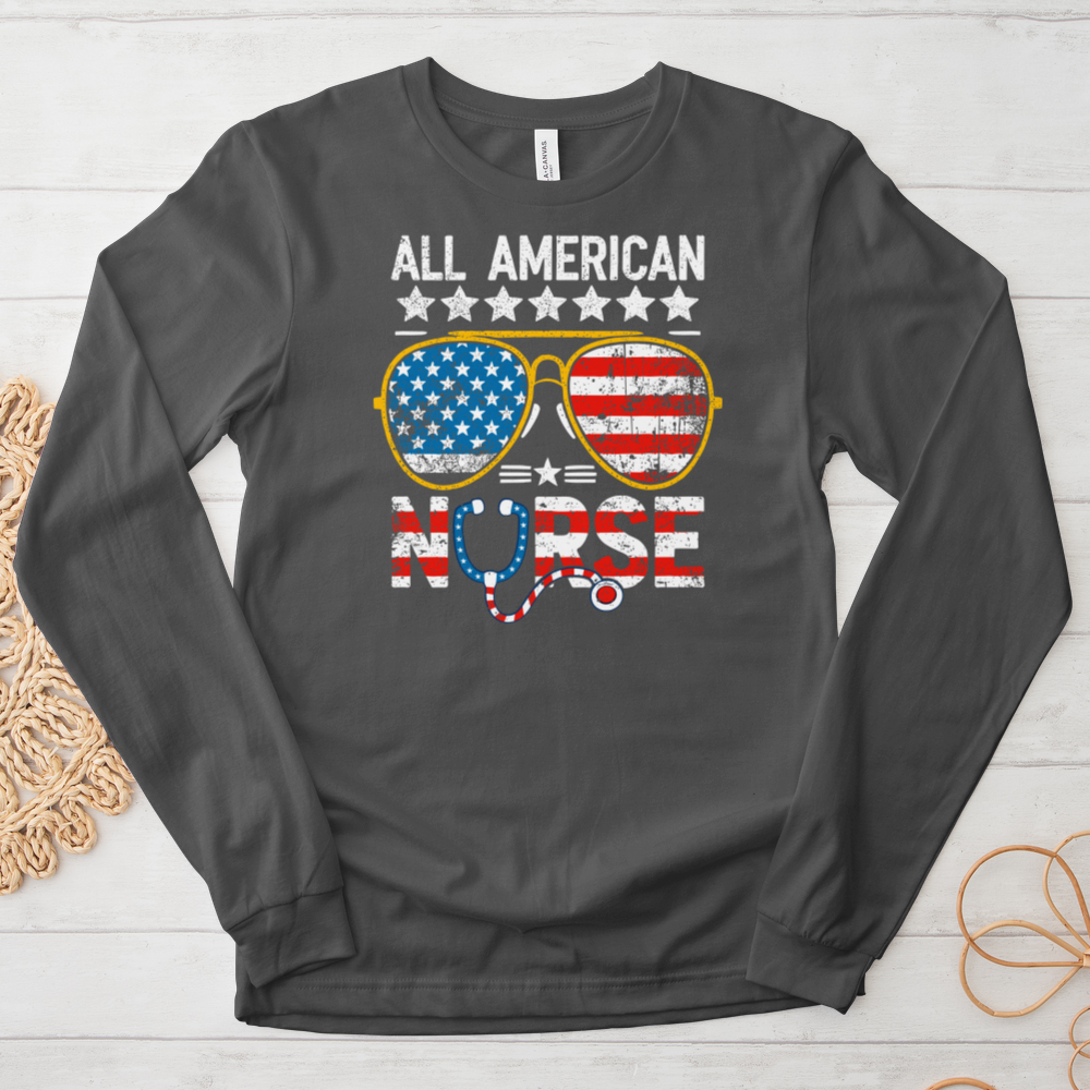 ''All American Nurse'' Long Sleeve T-Shirt