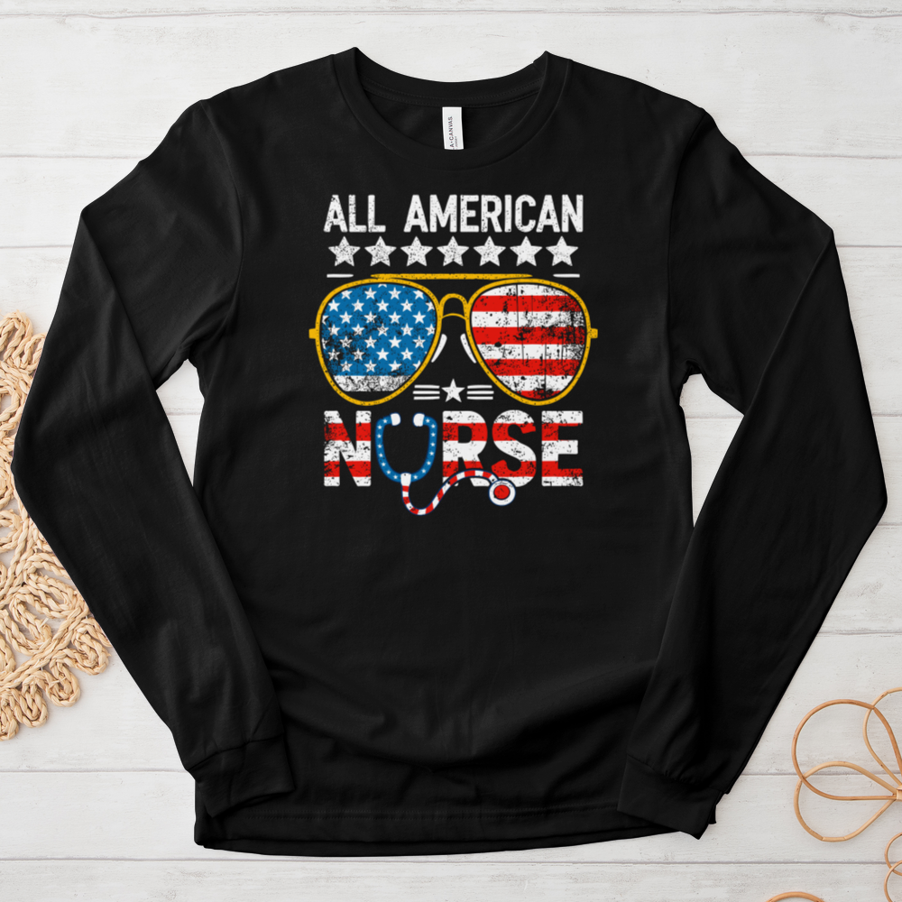 ''All American Nurse'' Long Sleeve T-Shirt