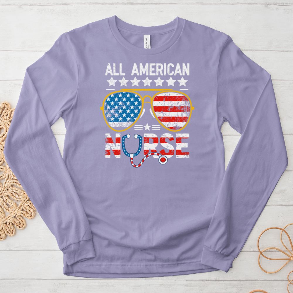 ''All American Nurse'' Long Sleeve T-Shirt