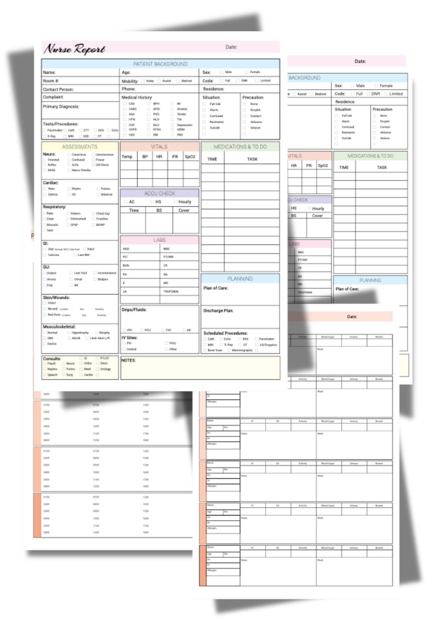 Nurse Report Sheet Bundle