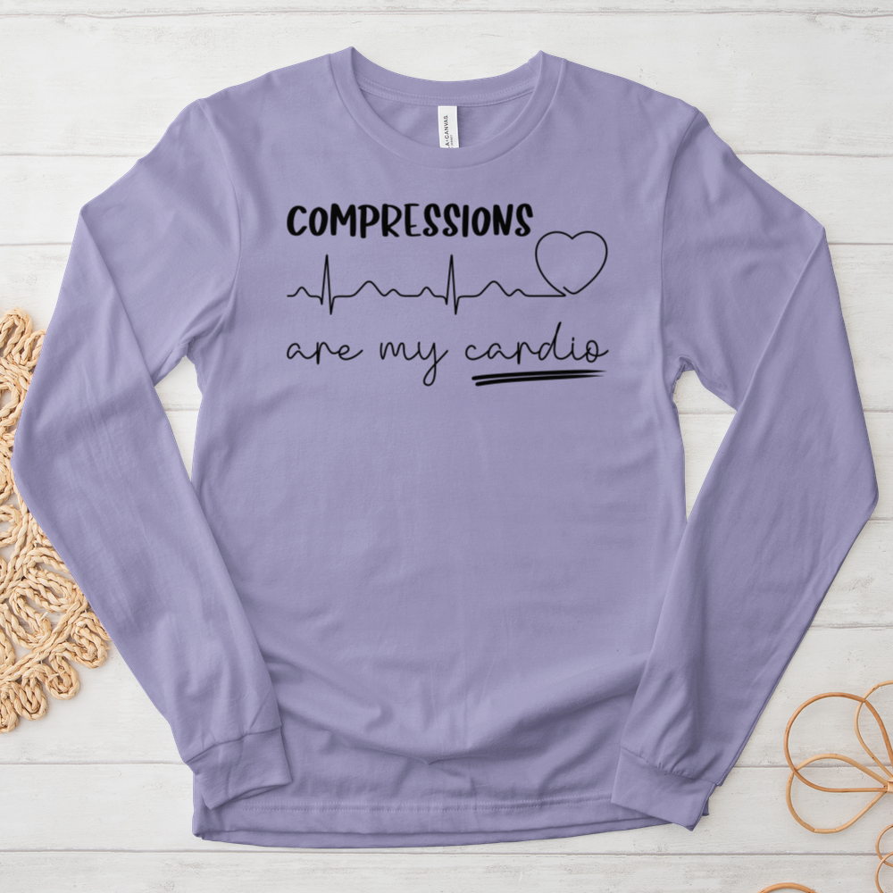 ''Compressions Are My Cardio'' Long-Sleeve T-Shirt