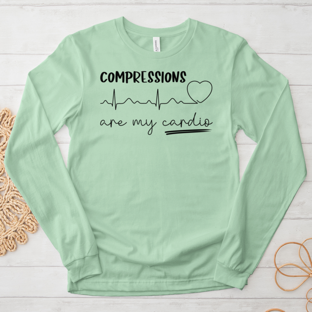 ''Compressions Are My Cardio'' Long-Sleeve T-Shirt