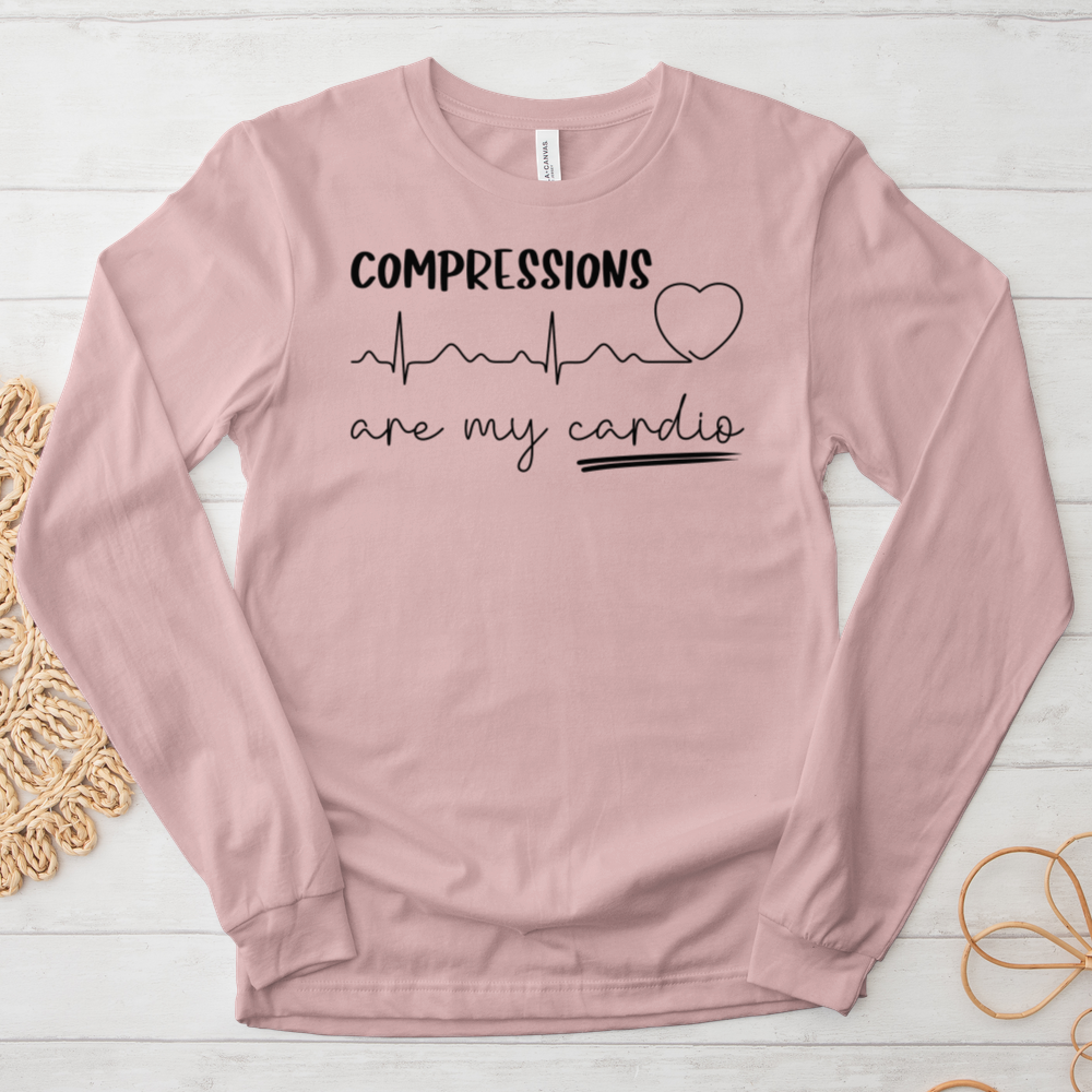 ''Compressions Are My Cardio'' Long-Sleeve T-Shirt