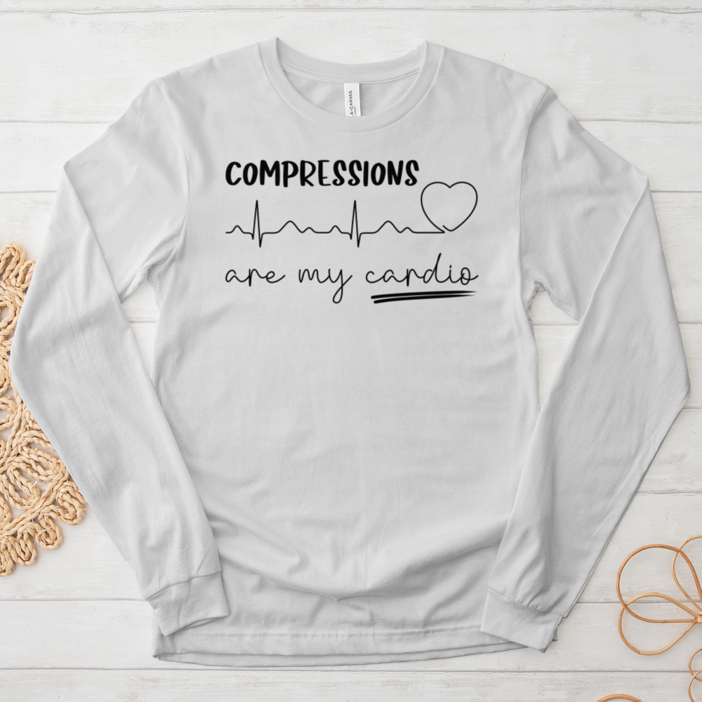 ''Compressions Are My Cardio'' Long-Sleeve T-Shirt