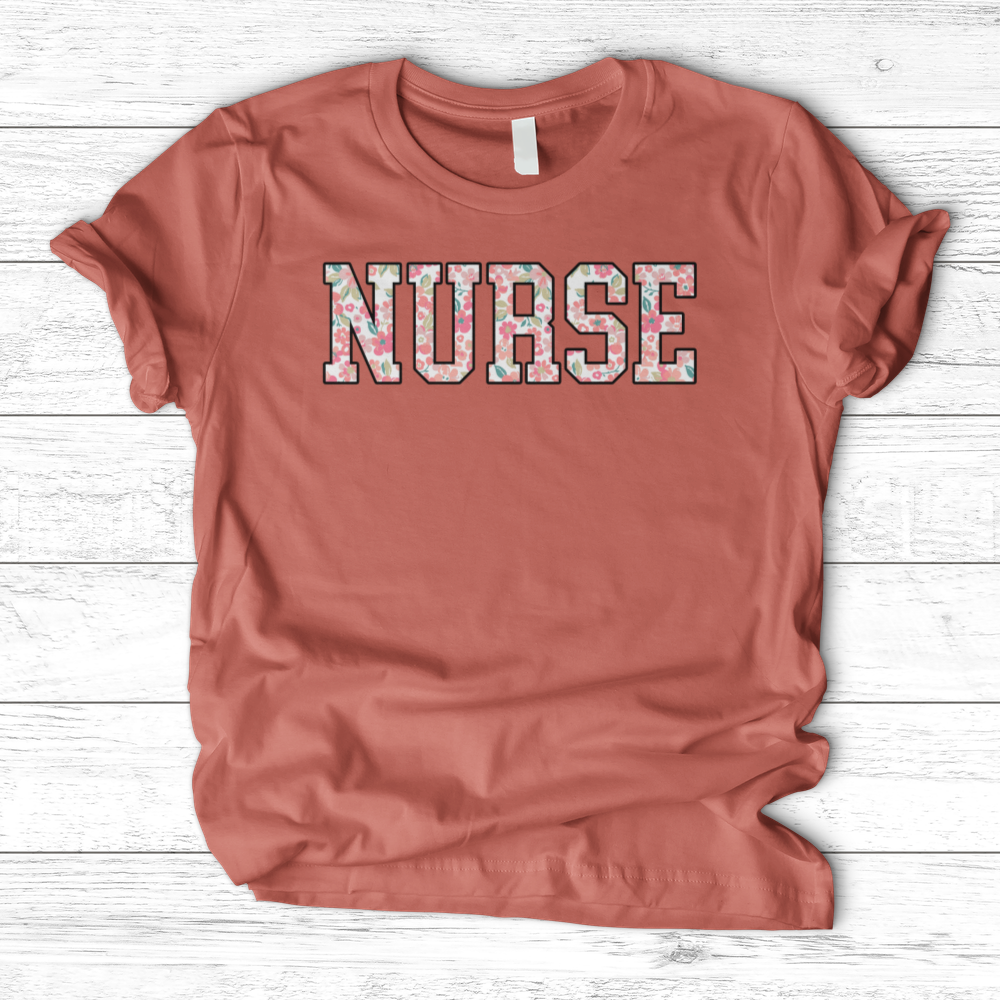 ''Floral Nurse'' T-Shirt