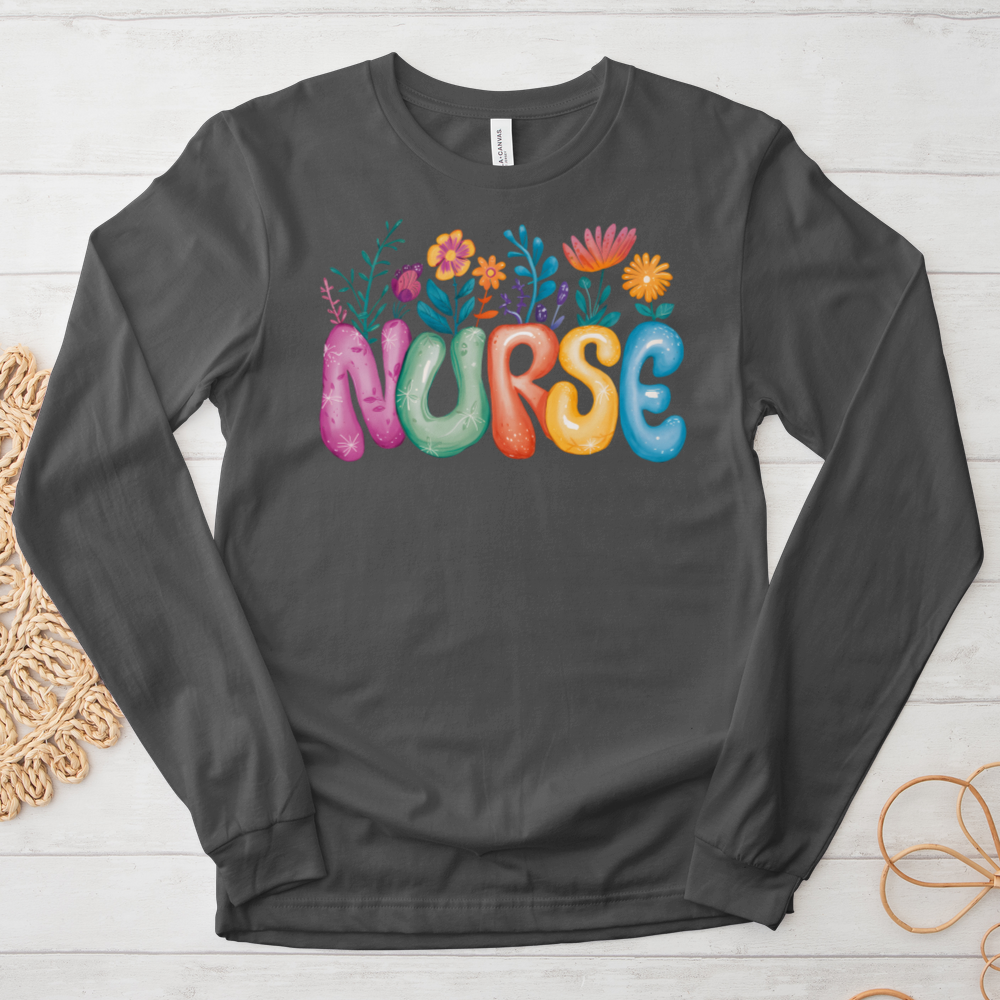 ''Flower Nurse'' Long-Sleeve T-Shirt