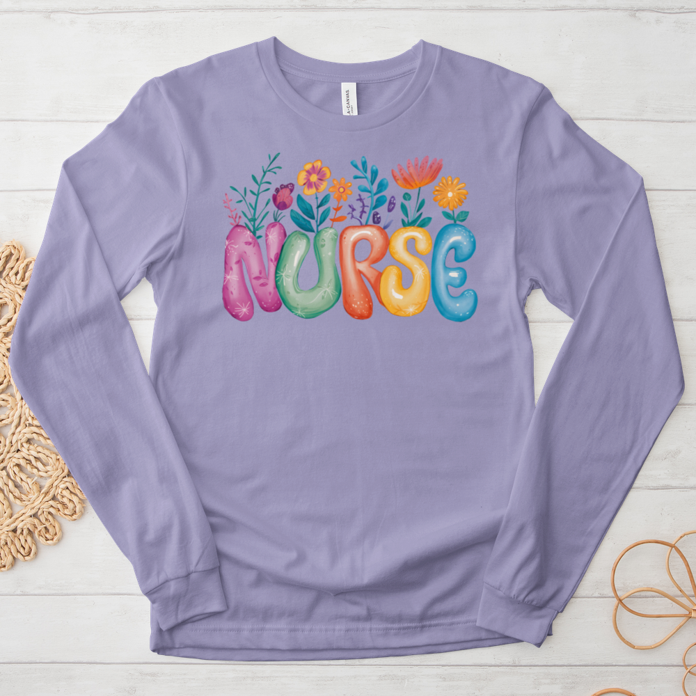 ''Flower Nurse'' Long-Sleeve T-Shirt