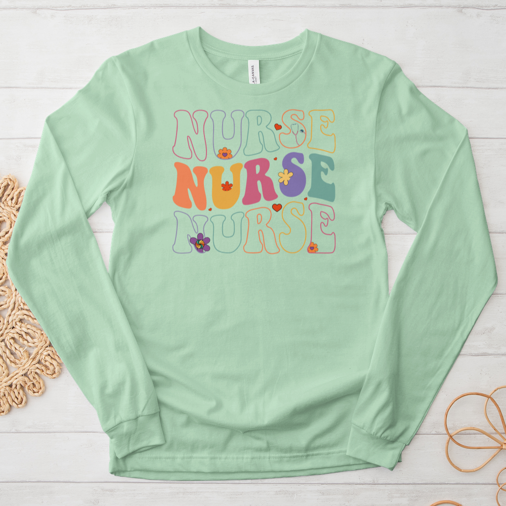 ''Retro Nurse'' Long Sleeve T-Shirt