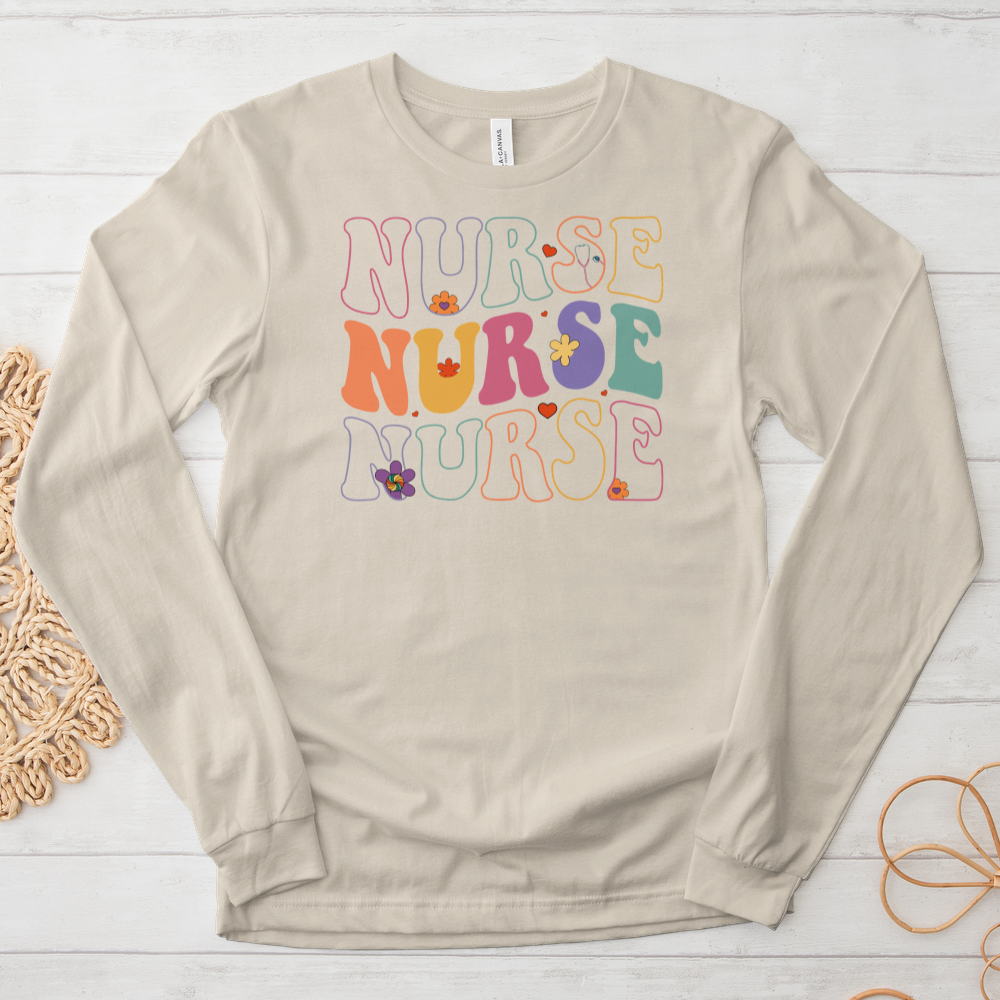 ''Retro Nurse'' Long Sleeve T-Shirt