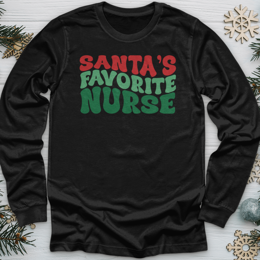 ''Santa's Favorite Nurse'' Long Sleeve T-Shirt