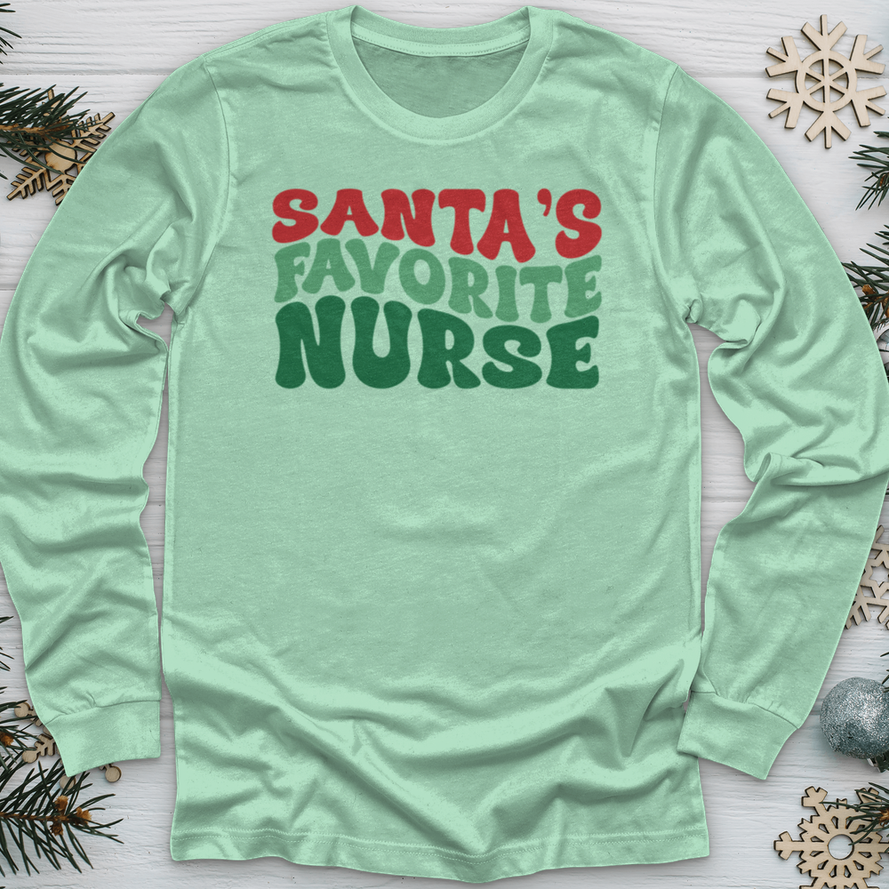 ''Santa's Favorite Nurse'' Long Sleeve T-Shirt