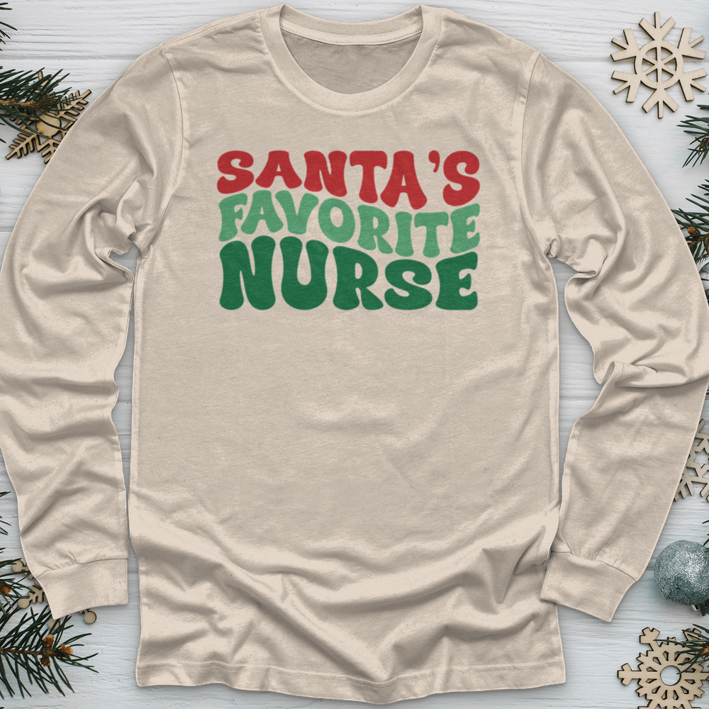 ''Santa's Favorite Nurse'' Long Sleeve T-Shirt