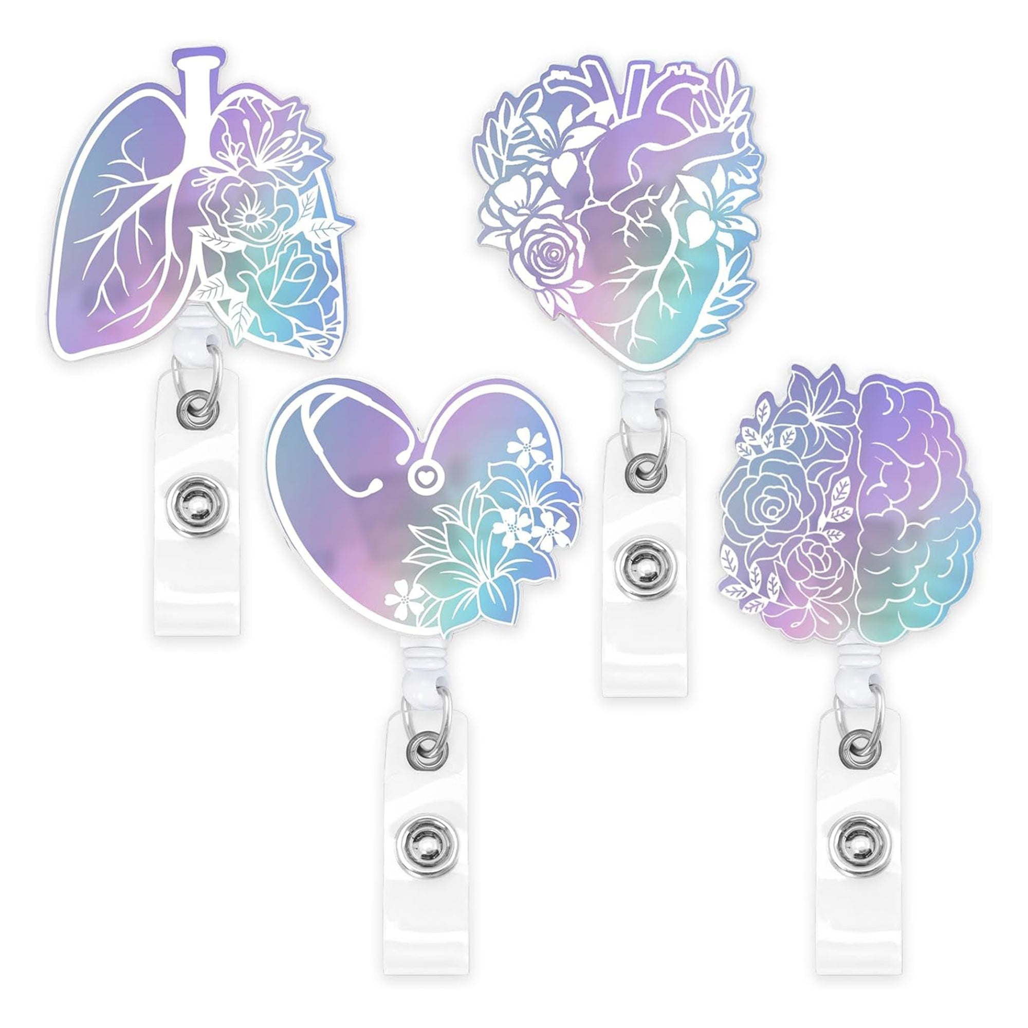 4-Pack Heart Brain Pattern Badge Reels