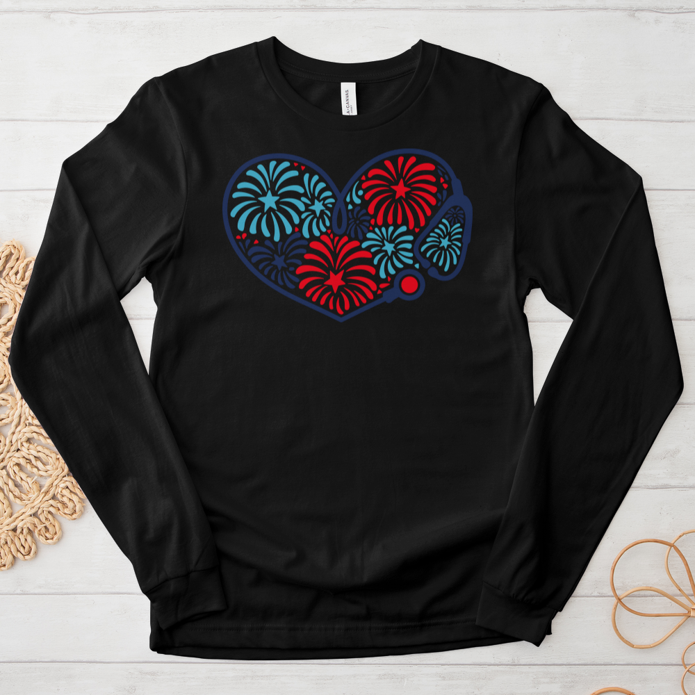 ''Stethoscope Fireworks'' Long Sleeve T-Shirt