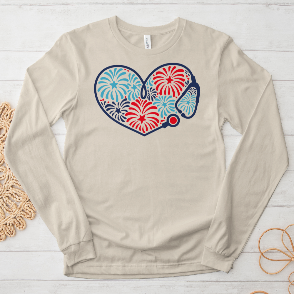 ''Stethoscope Fireworks'' Long Sleeve T-Shirt