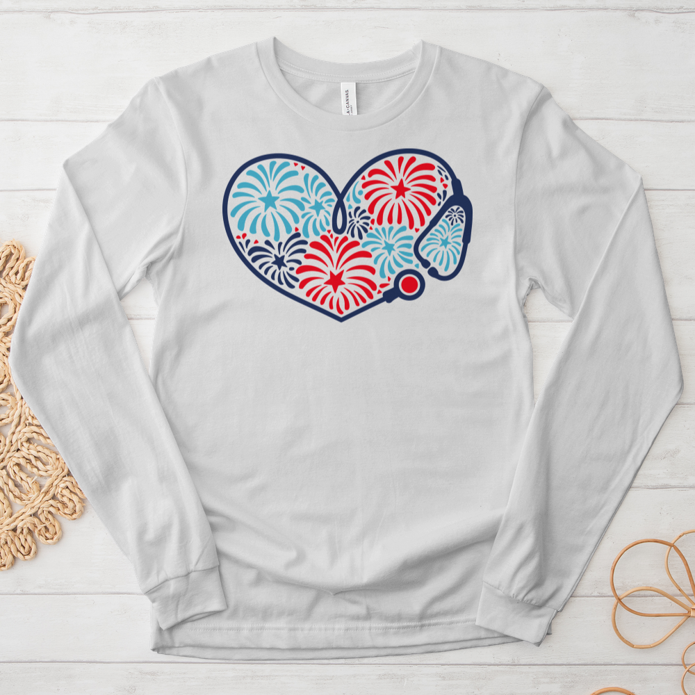 ''Stethoscope Fireworks'' Long Sleeve T-Shirt