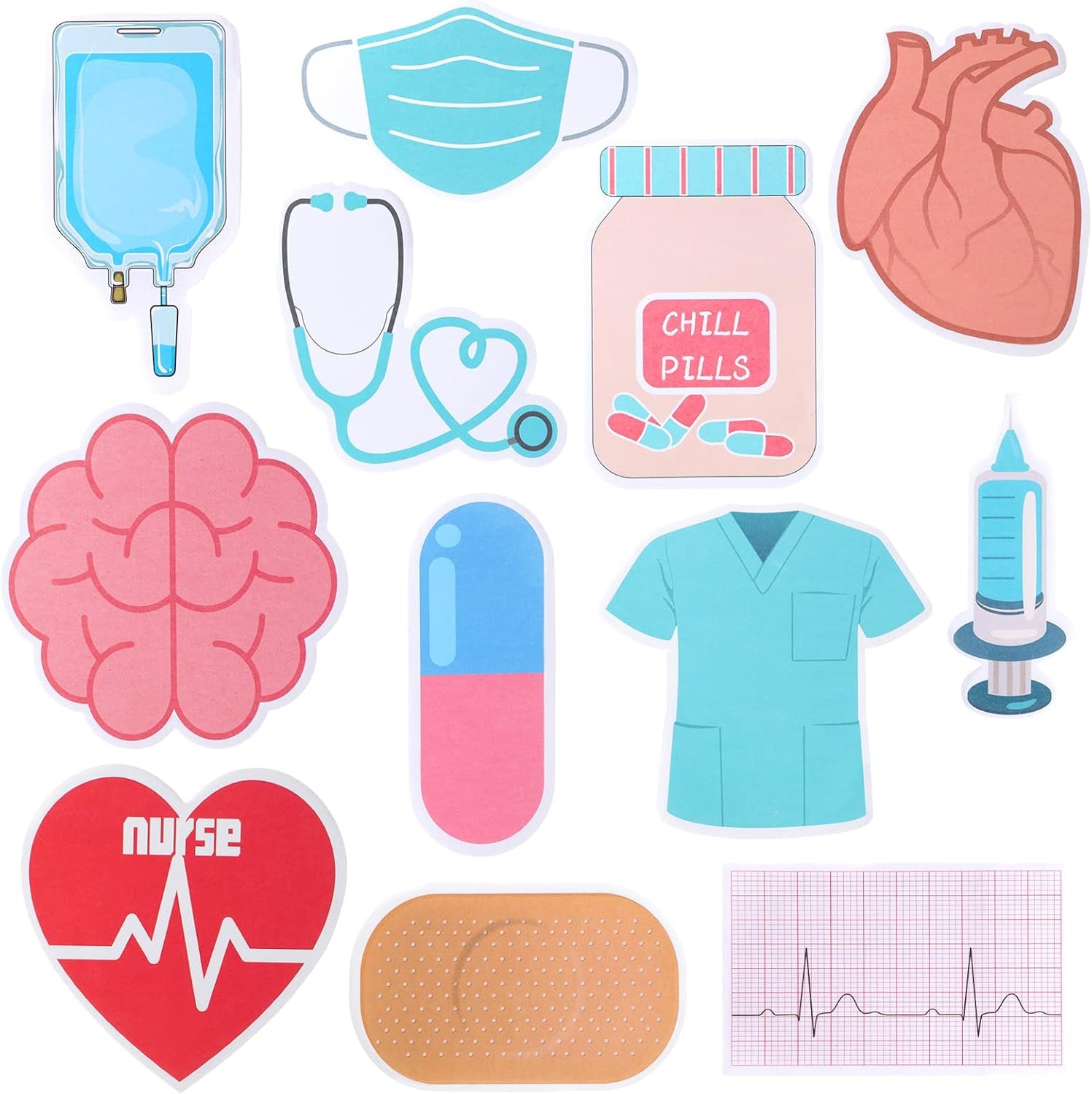 12 Pcs Nurse Sticky Notes - Medical Themed