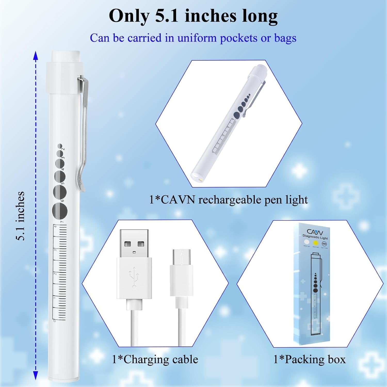 Rechargeable Pen Light with Pupil Gauge