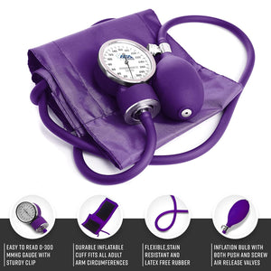 Dual Head Sprague Stethoscope and Sphygmomanometer Manual Blood Pressure Cuff Set with Case