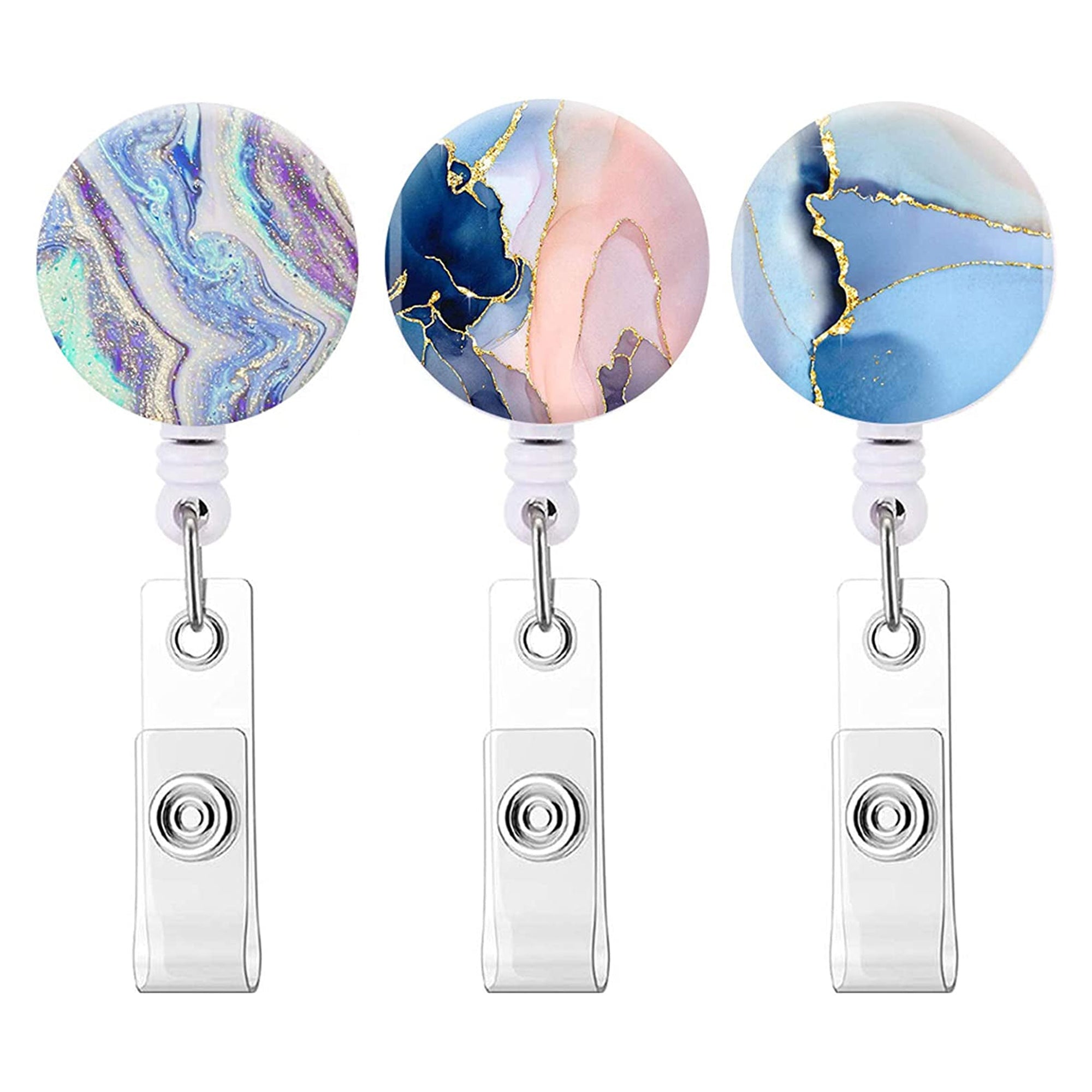 3-Pack Pretty Marble Badge Holder