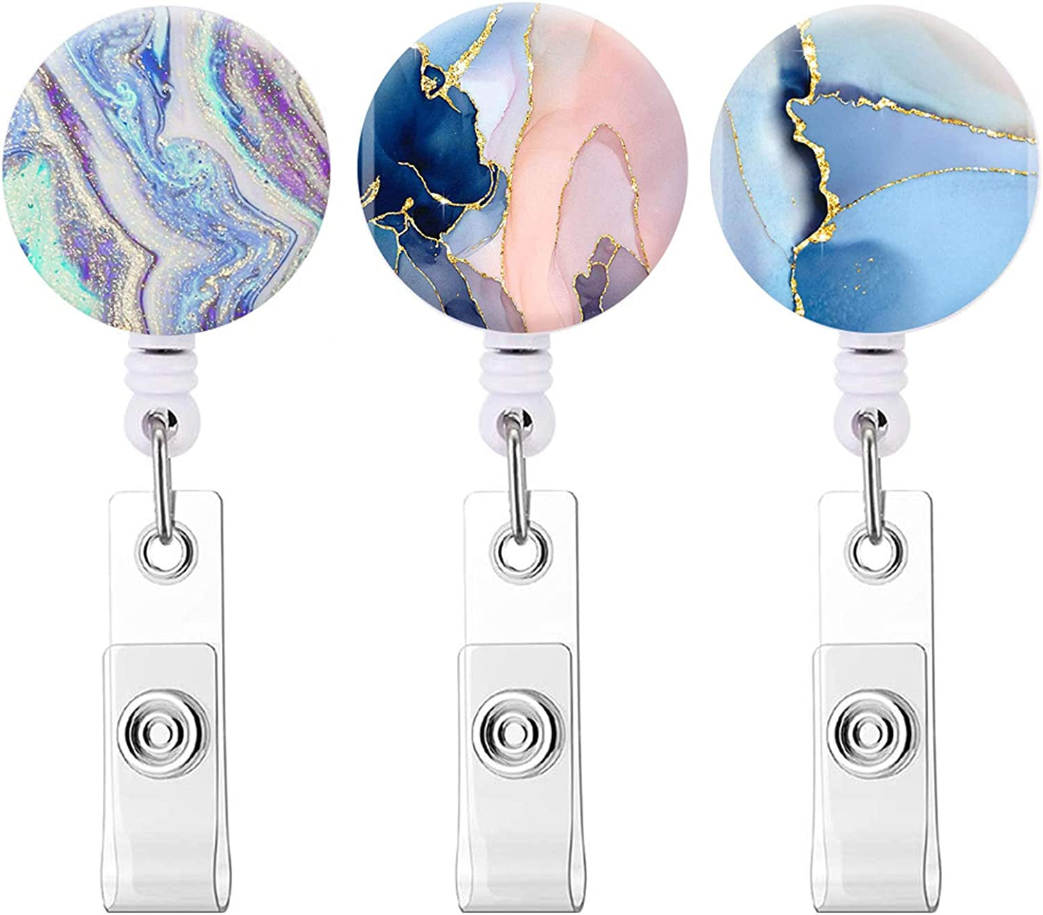 3-Pack Pretty Marble Badge Holder