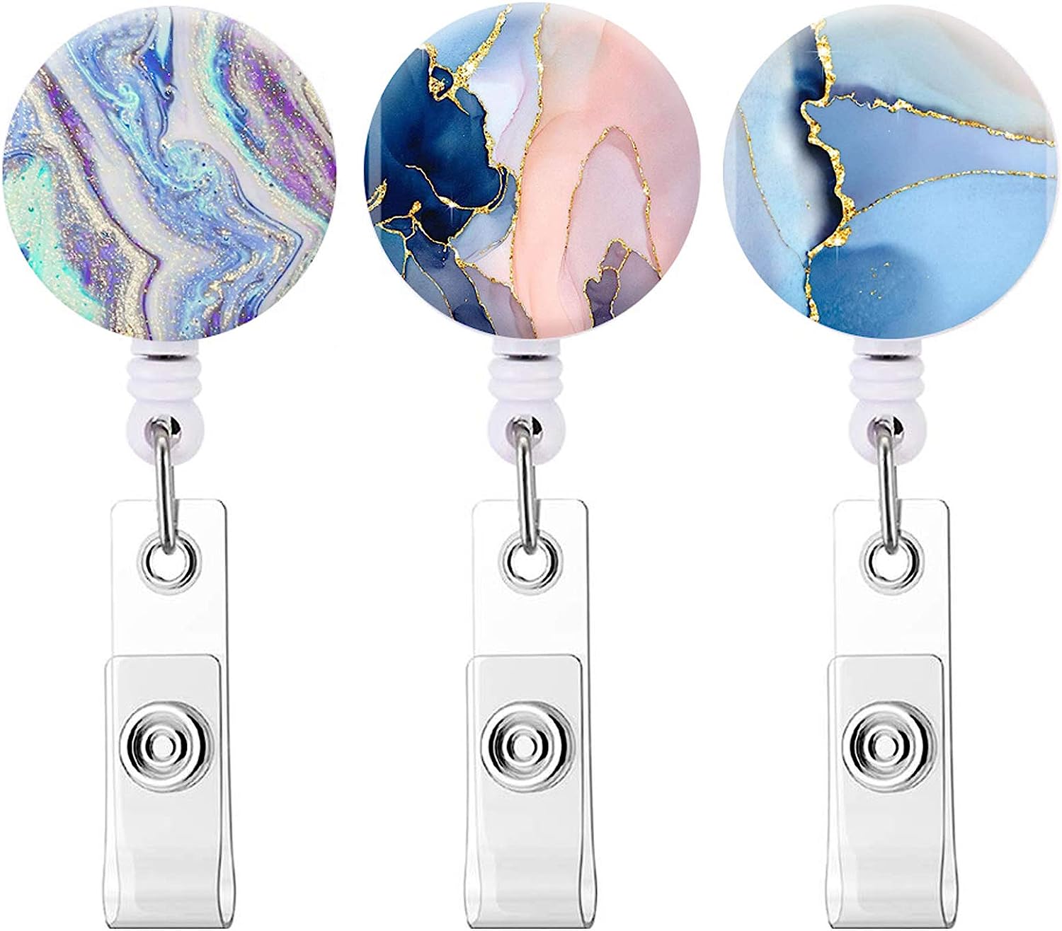 3-Pack Pretty Marble Badge Holder